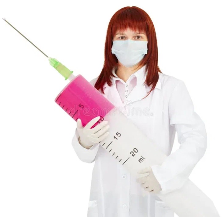 Create meme: The injection is a large syringe, a nurse with a syringe, a very large syringe