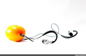 Create meme: tangerine headphones, apple headphones, orange in headphones