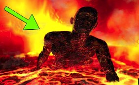 Create meme: boy , red- hot lava, inferno