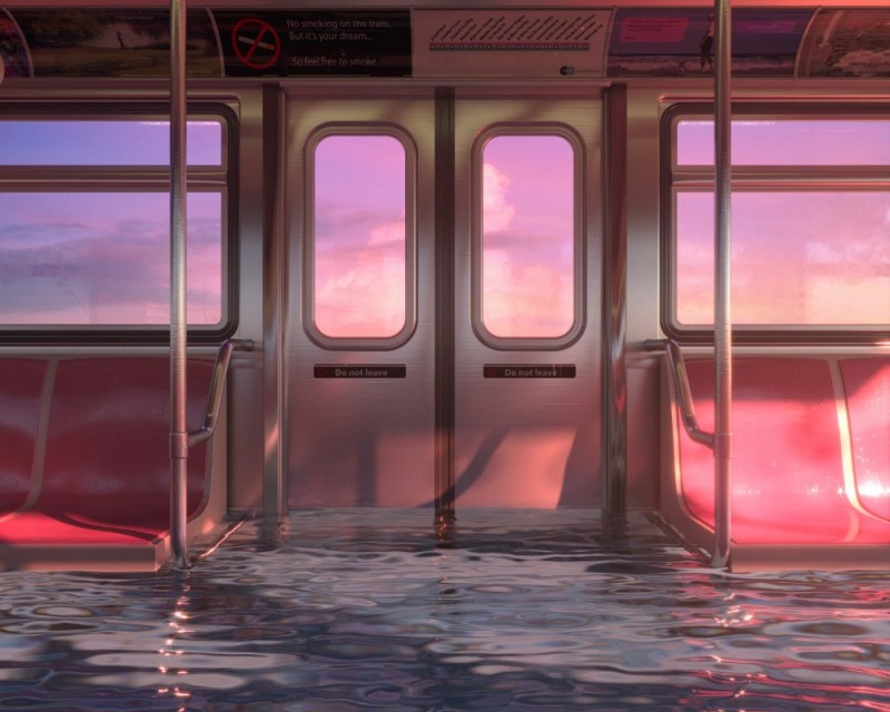 Create meme: anime subway, train art, anime train