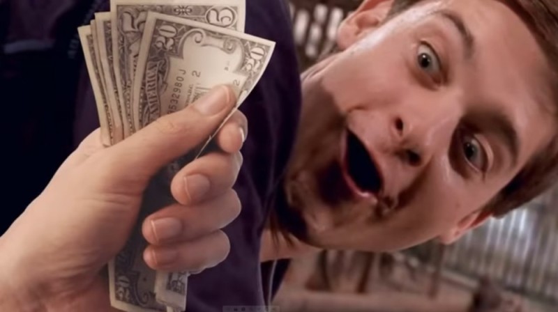 Create meme: Spider-Man, money , Tobey Maguire 