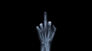 Создать мем: middle finger, fuck u, x ray