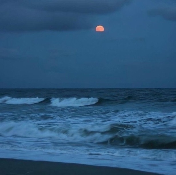 Create meme: night moon sea, seas of the moon, the ocean 