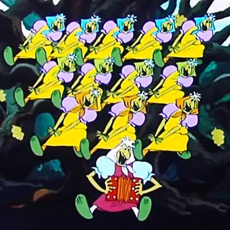 Create meme: Chorus of babok yezhek from the flying Ship cartoon, flying ship cartoon 1979, Granny hedgehogs from the flying ship cartoon