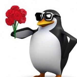 Создать мем: 3d пингвин мем, мем пингвин, пингвин с цветами
