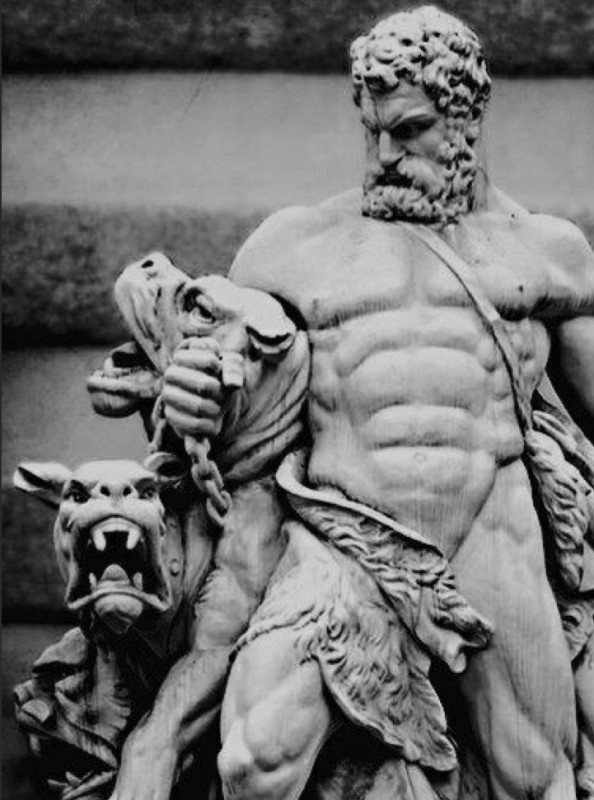 Create meme: Hercules and Cerberus sculpture, hercules sculpture, The god Hercules