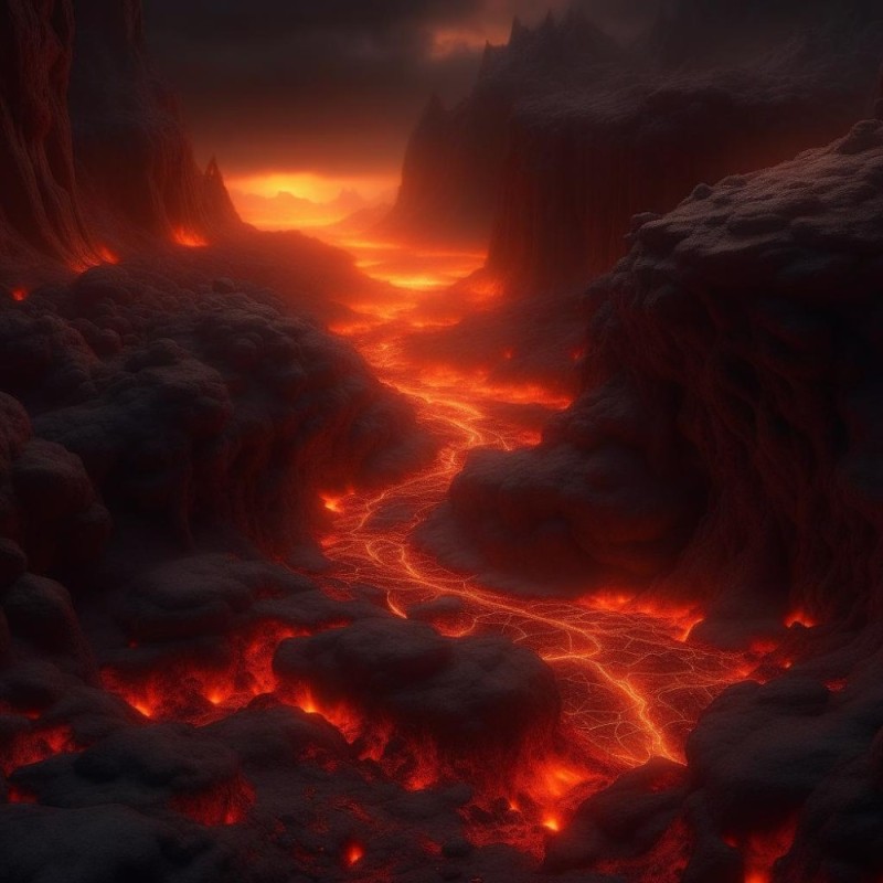 Создать мем: вулкан лава, адский пейзаж, лавовые скалы