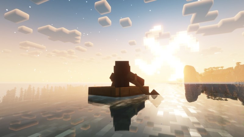 Create meme: minecraft shaders, minecraft sunset, sunset in minecraft