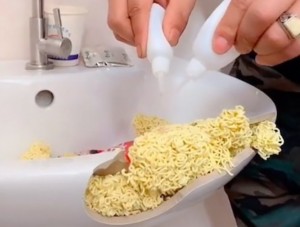 Create meme: fix by ramen, to fix the sink with ramen noodles, repair the sink with ramen noodles video