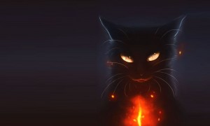 Создать мем: черная кошка на аватарку, злая кошка арт, магический кот арт