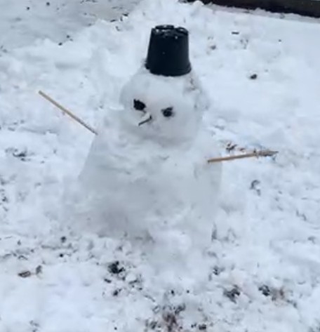 Создать мем: много снега, снеговичка, наш снеговик