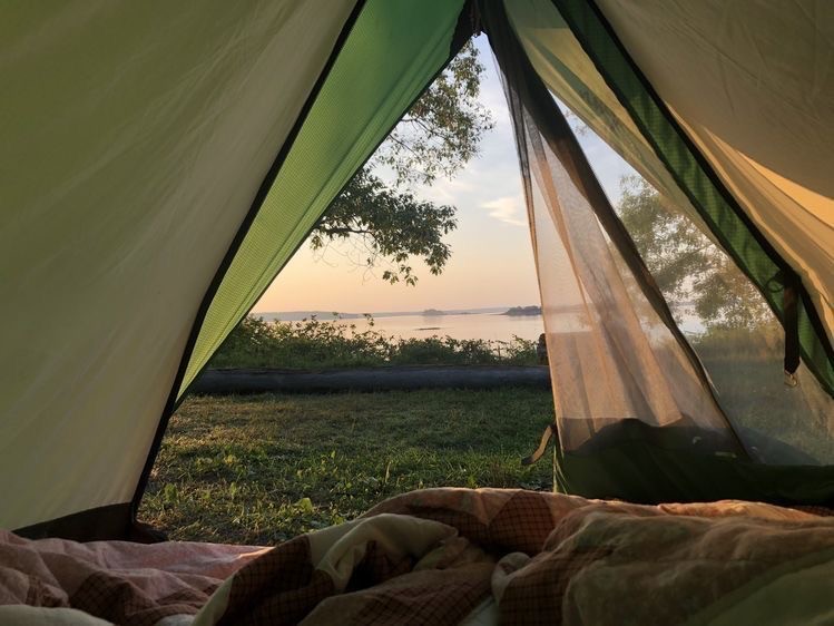 Create meme: tents, the view from the tent, tourist tent