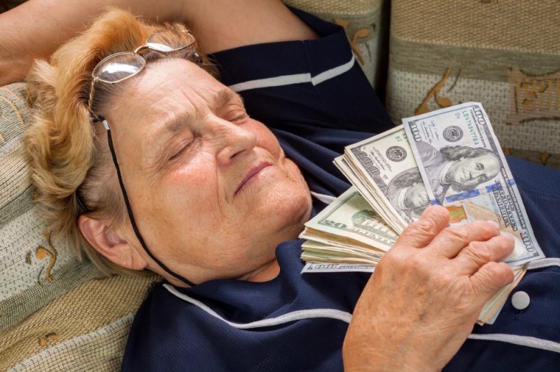 Create meme: retired, Grandma with money, retired 