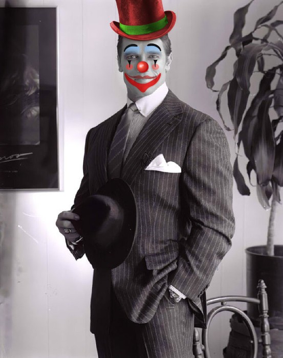 Create meme: clown , American clown, Arnold Schwarzenegger in a suit