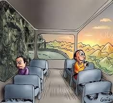 Create meme: people on the bus, sad and cheerful on the bus, humor 
