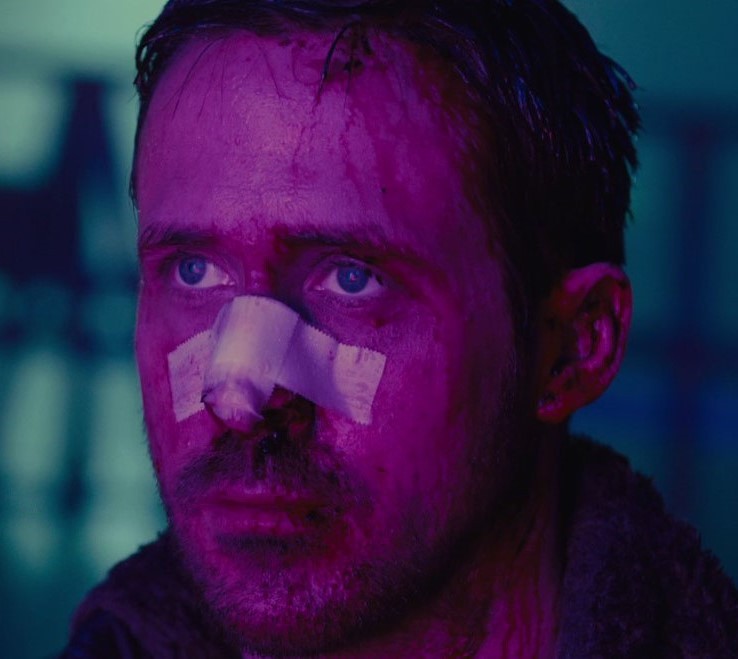 Create meme: ryan gosling blade runner, gosling blade runner purple, blade runner 2049 ryan gosling