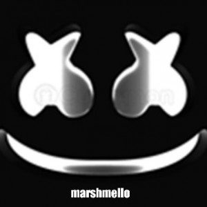 Создать мем: marshmallow dj, shirt роблокс marshmello, marshmello логотип на чёрном фоне