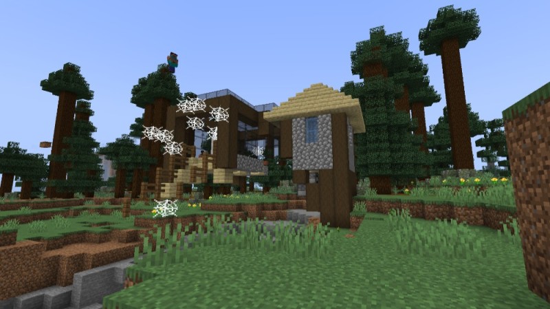 Create meme: minecraft , taiga house minecraft, forest house in minecraft