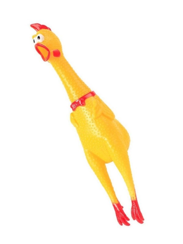 Create meme: vinyl squeaker toy for dogs screaming chicken, 32 cm, rubber chicken Squeaker, toy chicken, 30 cm.