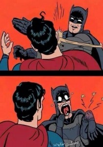 Create meme: Superman beats Batman