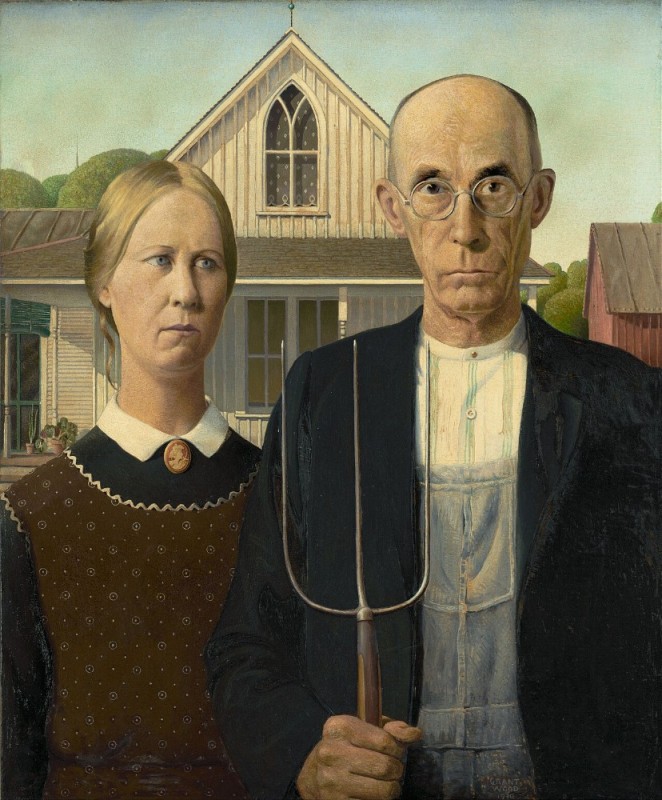 Create meme: grant wood American Gothic 1930, American Gothic by Grant Wood, painting american gothic