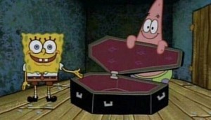 Create meme: Squarepants, spongebob coffin, spongebob Patrick