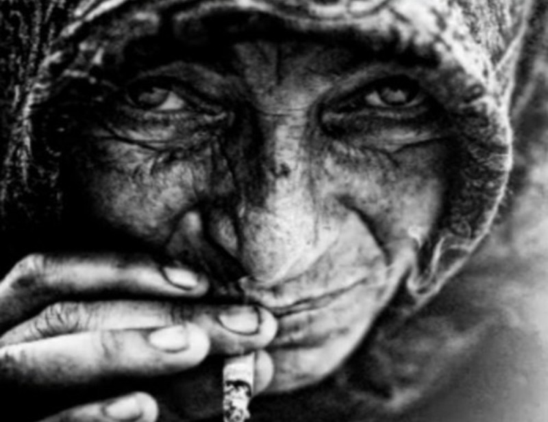 Create meme: old , Lee jeffries homeless, the old woman in profile