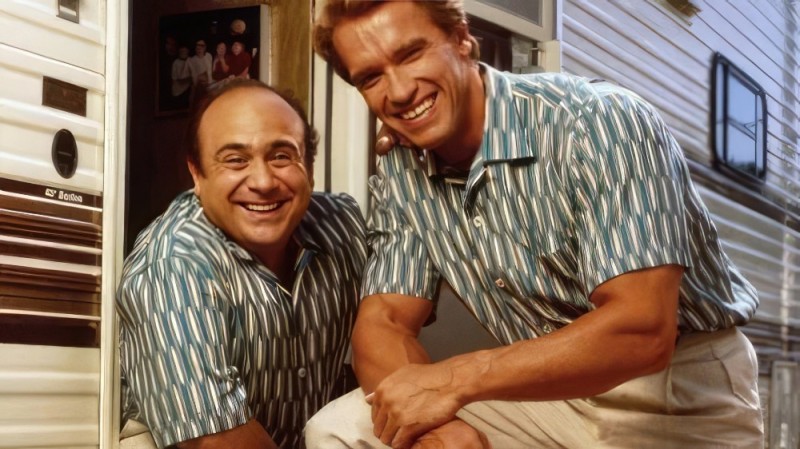 Create meme: Danny Devito and Arnold Schwarzenegger, Danny Devito 2021, The Schwarzenegger twins