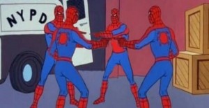 Create meme: meme with spider-man and mirror, spider-man shows spider-man meme, spider man and spider man meme