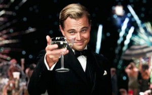Create meme: Leonardo DiCaprio with a glass of champagne, the great Gatsby with a glass of, meme the great Gatsby