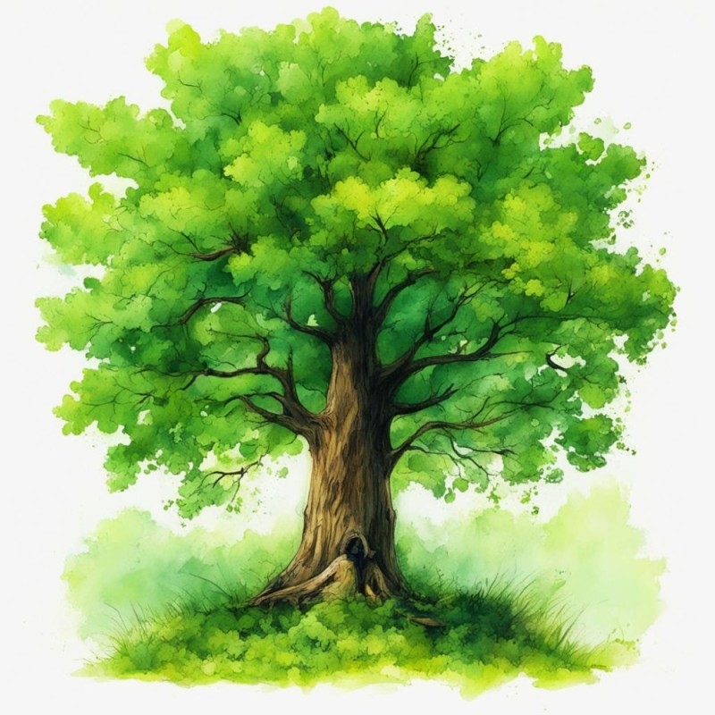 Create meme: tree illustration, a tree on a white background, the tree is green