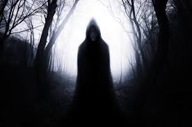 Create meme: Ghost , scary haunted forest, black Ghost