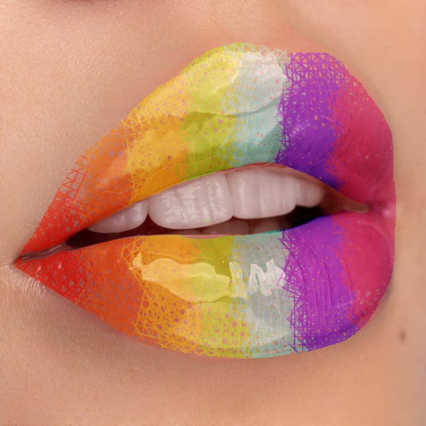 Create meme: rainbow lips, lips are bright, multicolored lips