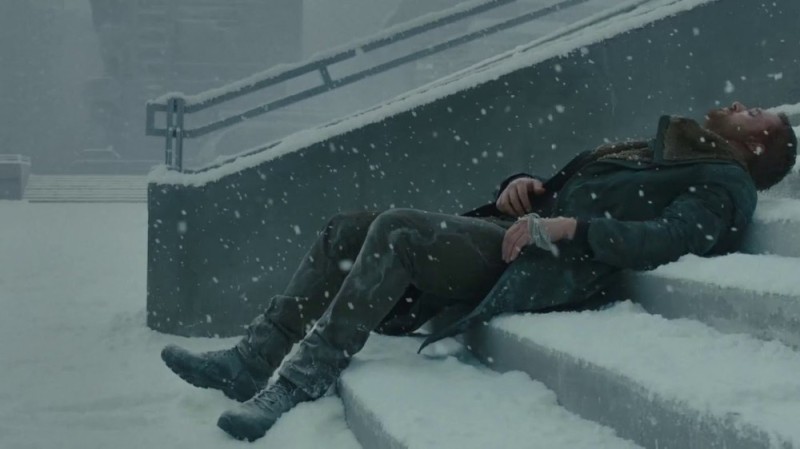 Create meme: Ryan Gosling lies in the snow, blade runner, blade runner 2049