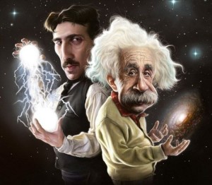 Create meme: Nikola Tesla , albert Einstein , Nikola Tesla and Einstein