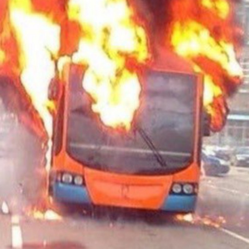 Create meme: Buses are on fire, burning bus, burned bus
