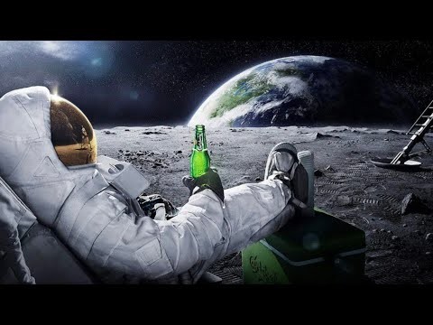 Create meme: astronaut with a beer, cosmonaut in zero gravity, feet 