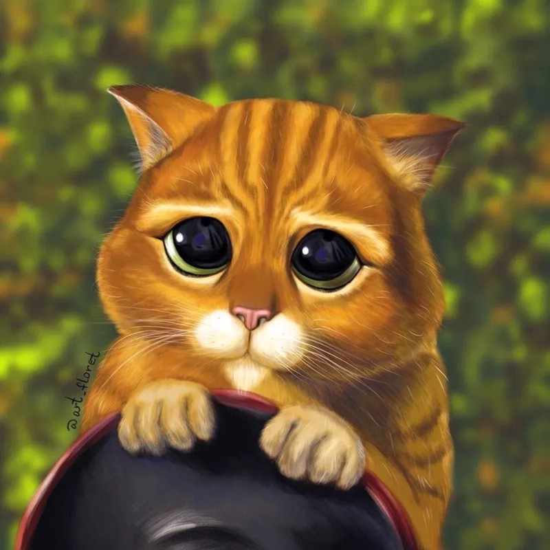 Create meme: the shrek cat with sad eyes, The cat from Shrek eyes, cat Shrek 