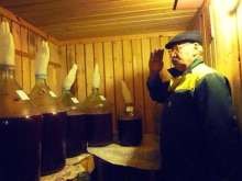 Create meme: Grandfather salutes moonshine, grandfather with moonshine, homemade wine