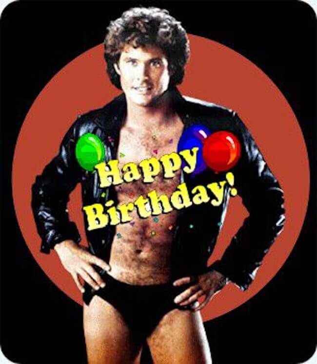 Create meme: for the birthday, a stout congratulation with dr, David hasselhoff