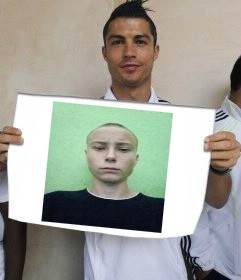 Create meme: Ronaldo , ronaldo meme, Ronaldo holds a piece of paper