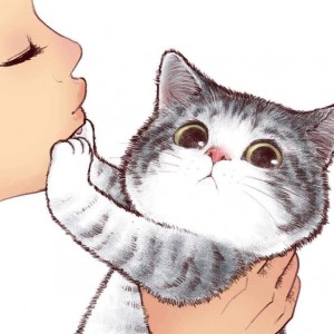 Создать мем: котики, коты целуются рисунок, кошка