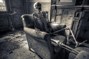 Create meme: skeleton in waiting
