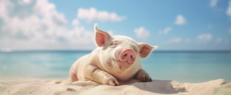 Create meme: pig pig , pig , To the beach