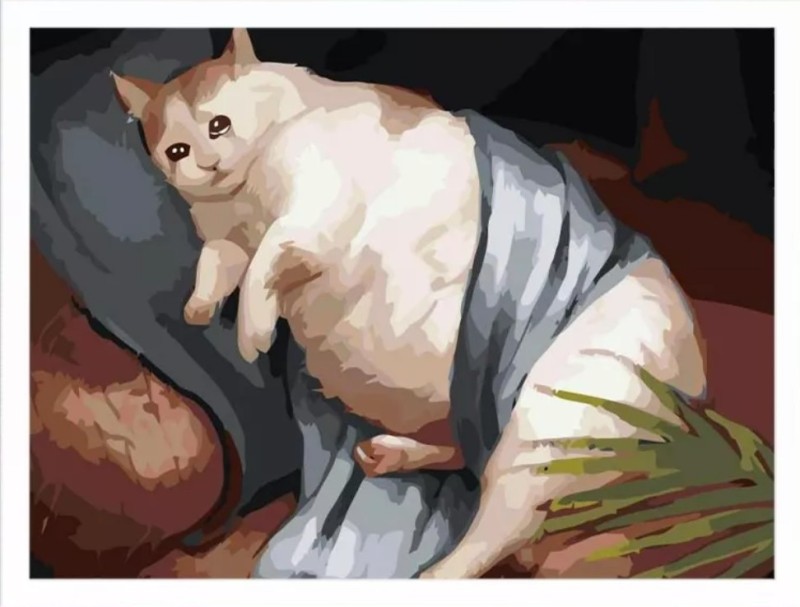 Create meme: cat painting, fat cat, cat painting