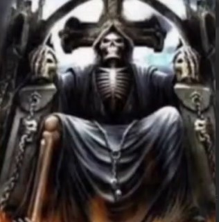 Создать мем: grim reaper art, ангел темный, смерть с косой на троне