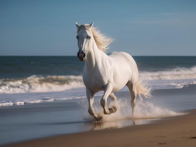 Create meme: white horse, arabian horse, running horses