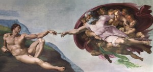 Создать мем: фреска сотворение адама 1511, Сотворение Адама, микеланджело буонарроти сотворение адама