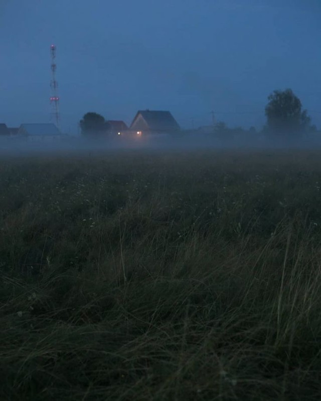 Create meme: fog in the village, fog field, The village house in the fog