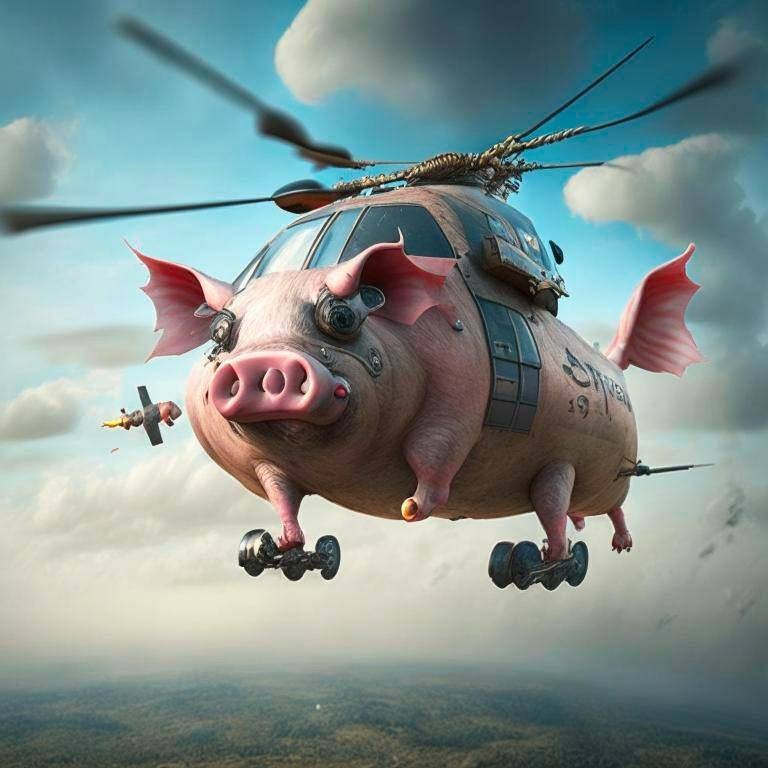 Create meme: flying pig, Pig fighter, The flying pig